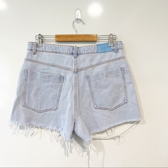 Zara High Rise Distressed Denim Shorts - Picture 5 of 15
